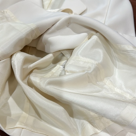 Tahari ASL ivory cream blazer belted satin sash notched collar Women’s Sz 6 - Picture 12 of 13